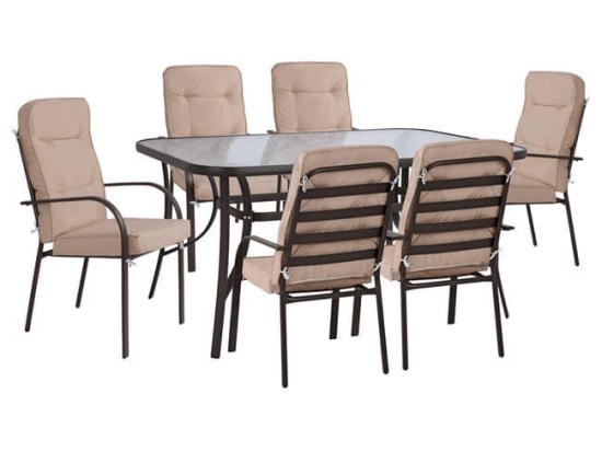 Τραπεζαρία Σετ 7TMX 160Χ90Χ72Υεκ.Brown HM10564.02 6 Θέσεων