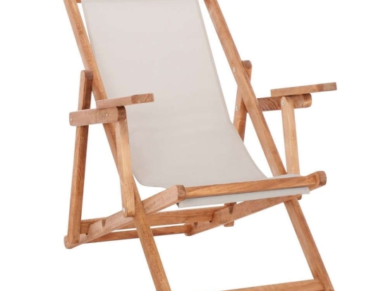 Σεζλόνγκ Λήμνος ΗΜ11433.02 & Πανί 2x1 62,5x89-97x78-105cm Με Μπράτσα Natural-Ecru