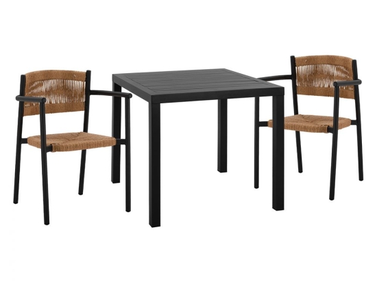 Τραπεζαρία Κήπου (Σετ 3Τμχ) HM11438 80x80x75,5cm Anthracite-Beige 2 Θέσεων