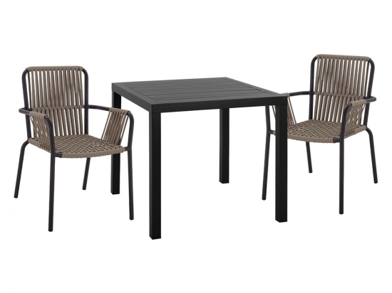 Τραπεζαρία Κήπου (Σετ 3Τμχ) HM11439 80x80x75,5cm Anthracite 2 Θέσεων