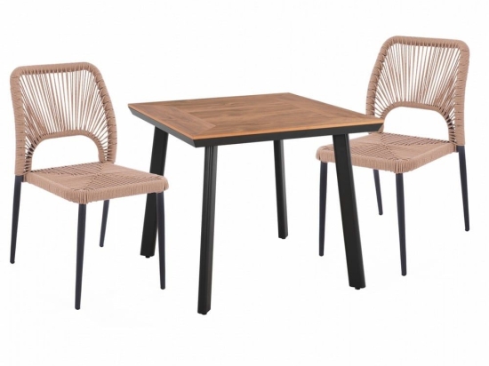 Τραπεζαρία HM11536.02 (Σετ 3τμχ) Τραπέζι Anthracite 80x80 Και Καρέκλα Με Σχοινί 2 Θέσεων
