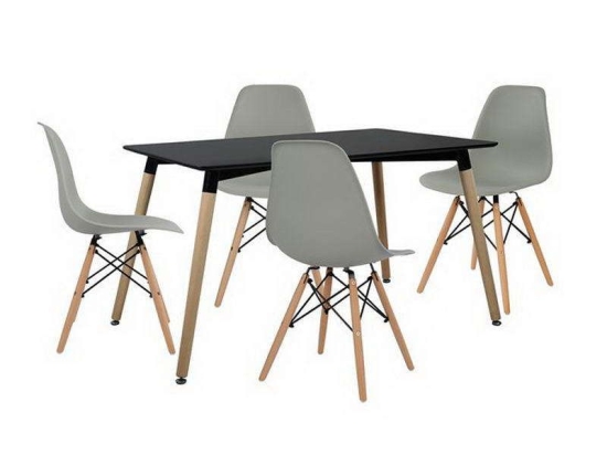 Σετ Τραπεζαρίας 5τμχ HM10229 Φυσικό-Μαύρο 120x80x73cm 4 Θέσεων