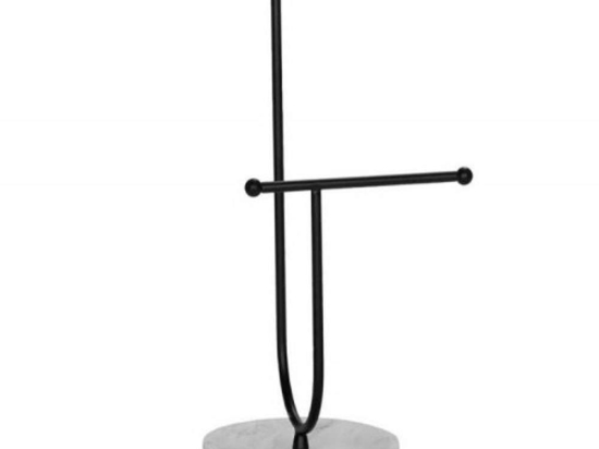 Διακοσμητική Βάση Κοσμημάτων Marble LBTAH-BA22175 13x9x3cm White-Black Andrea House Μέταλλο,Polyresin