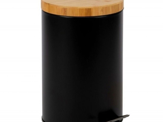 Κάδος Κουζίνας Industrial AH-CC72108 12L 25x40cm Black-Natural Andrea House Μέταλλο,Bamboo