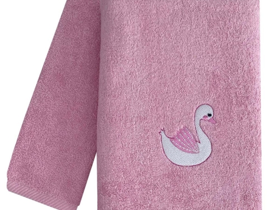 Πετσέτες Βρεφικές Swan (Σετ 2τμχ) Pink Astron Σετ Πετσέτες 70x130cm 100% Βαμβάκι