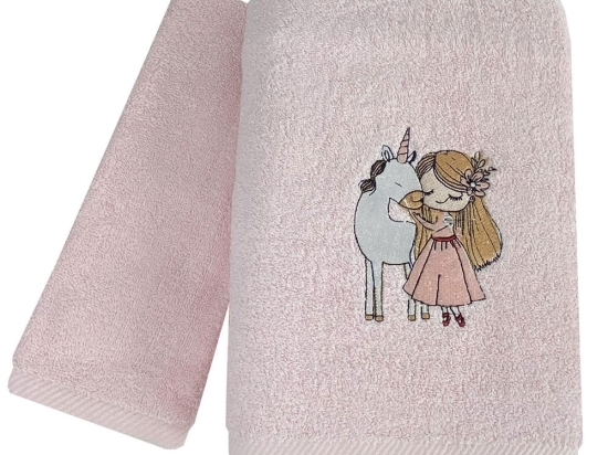 Πετσέτες Βρεφικές Little Girl (Σετ 2τμχ) Pink Astron Σετ Πετσέτες 70x130cm 100% Βαμβάκι