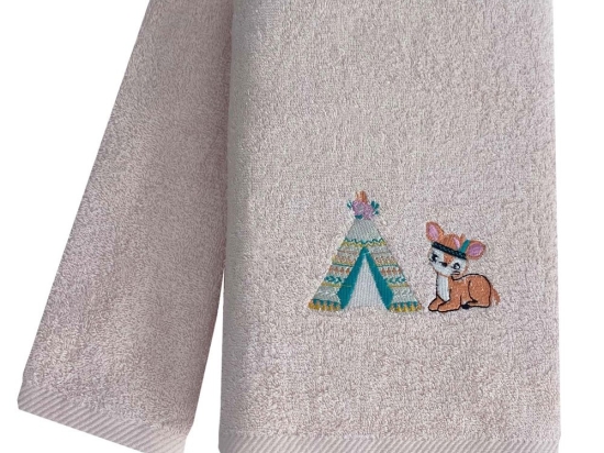Πετσέτες Βρεφικές Boho Animals (Σετ 2τμχ) Beige Astron Σετ Πετσέτες 70x130cm 100% Βαμβάκι