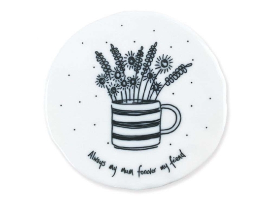 Σουβέρ Always My Mum EI0193 9,8x0,8x9,7cm White-Black Πορσελάνη