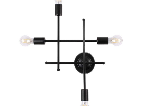 Φωτιστικό Τοίχου - Απλίκα Piping 00661 4xE27 Με Πλέγμα 40,5x9,5x52cm Black GloboStar
