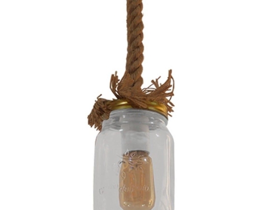 Φωτιστικό Οροφής Jam 01128 Beige GloboStar Σχοινί,Γυαλί