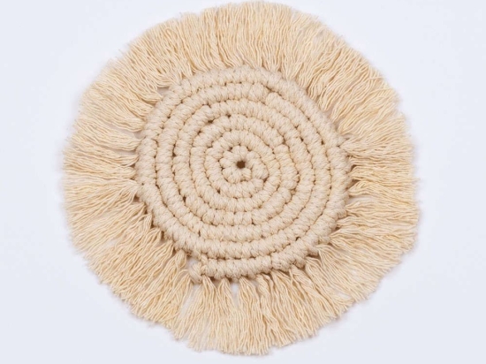 Σουβέρ Μακραμέ 35300 Φ17cm Beige GloboStar 100% Βαμβάκι