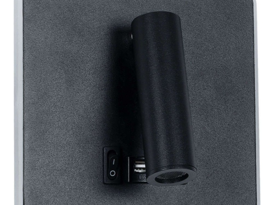 Φωτιστικό Τοίχου - Απλίκα Με Φορτιστή Usb & Κρυφό Φωτισμό Lady-S 60942 15x15x7cm Led 600lm 6W 4500K Black GloboStar