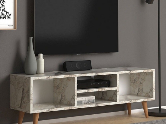 Έπιπλο Tηλεόρασης Loren 127267 120x30x40cm White Marble Effect Μελαμίνη