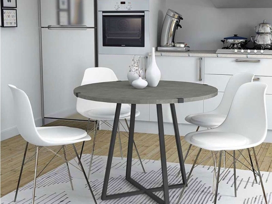 Τραπέζι Rubes 0223376 120x120x78cm Anthracite Μελαμίνη,Μέταλλο