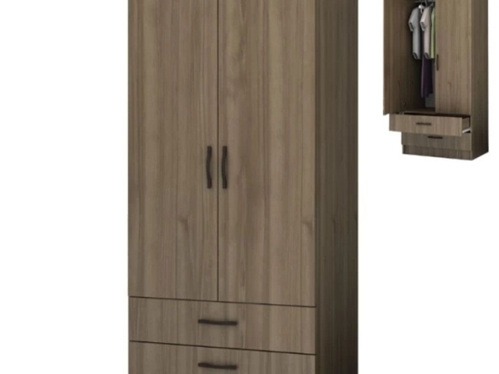 Ντουλάπα Δίφυλλη Ricardo 0253492 80x51,8x181cm Walnut Δίφυλλη