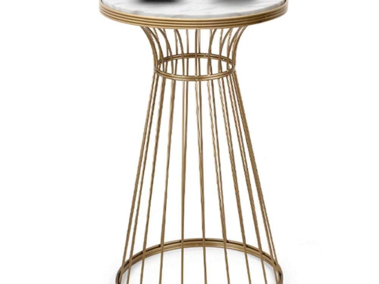 Τραπεζάκι Σαλονιού Βοηθητικό Tekosi Marble 0216783 35x35x58cm Gold-White