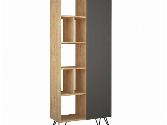 Βιβλιοθήκη Jedda 214176 Με Ντουλάπι 80,6x29,6x191cm Oak - Anthracite Μελαμίνη