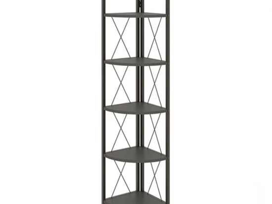 Βιβλιοθήκη Γωνιακή Kelsie 0261820 33x33x162cm Black-Anthracite