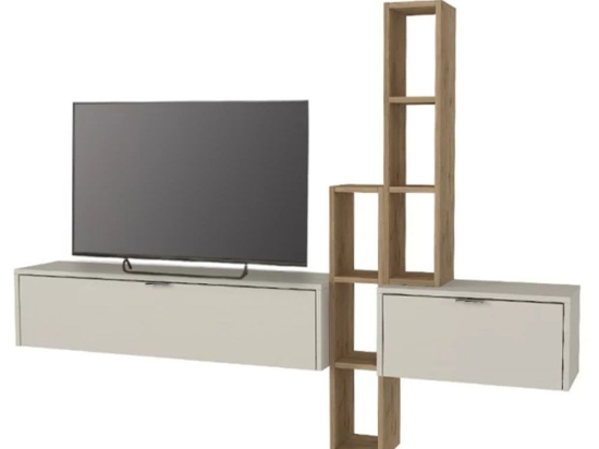 Σύνθεση Τηλεόρασης Επιτοίχια Edgar 0265926 198,4x29,6x148,5cm Sepet Oak-Sandstone