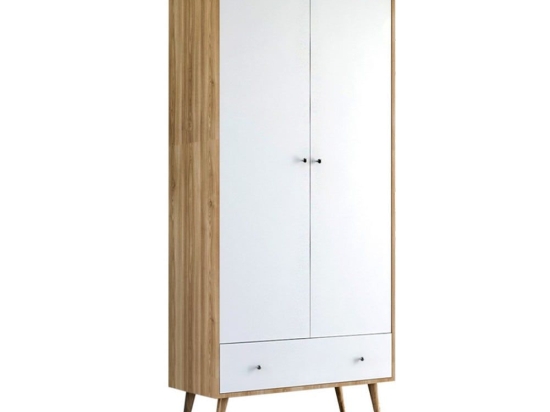 Ντουλάπα Ρούχων Samet 0235951 Δίφυλλη 80x50x195cm White - Sapphire Oak Δίφυλλη