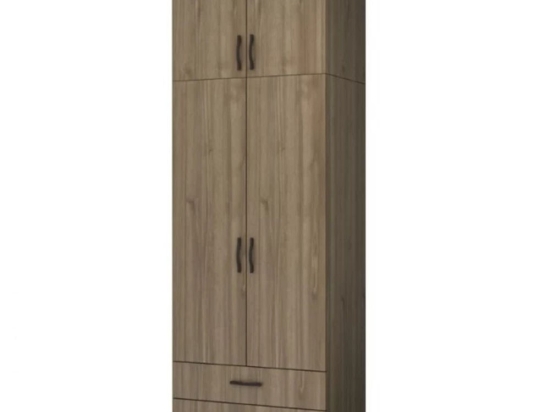 Ντουλάπα Δίφυλλη Με Πατάρι Ricardo 0256526 80x51,8x240cm Walnut Δίφυλλη