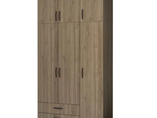 Ντουλάπα Τρίφυλλη Με Πατάρι Ricardo 0257184 120x51,8x240cm Walnut Τρίφυλλη