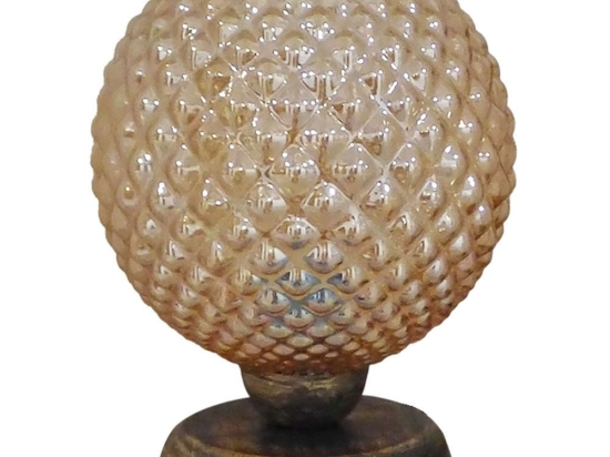 Φωτιστικό Επιτραπέζιο 09-0123 TL-07/5010 Ε27 Γυαλί Ball H26XΦ20cm Bronze-Honey Heronia Μέταλλο,Γυαλί