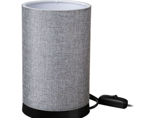 Φωτιστικό Επιτραπέζιο 14-0312 Tl-07/H-04 1/E27 Φ14x23,5cm Κυλινδρικό Αμπαζούρ Grey-Black Heronia Μέταλλο,Ύφασμα