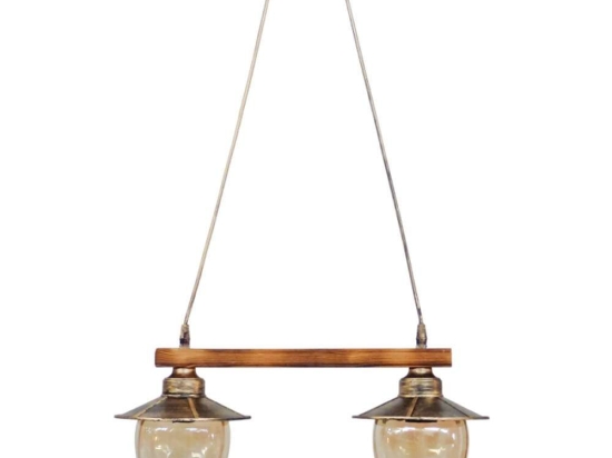 Φωτιστικό Οροφής - Ράγα R-98 Cable 30-0068 2/Ε27 Φ18,5x52x80cm Natural Wood Honey Heronia
