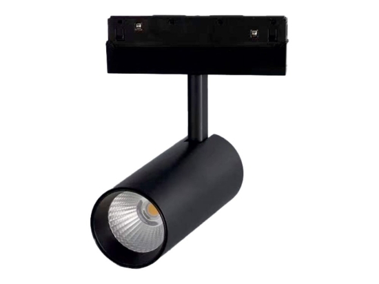 Σποτ Μαγνητικής Ράγας HUBE1230B 48V DC 12W 3000K 750Lm 36° Osram RA90 5x11cm Black Aca