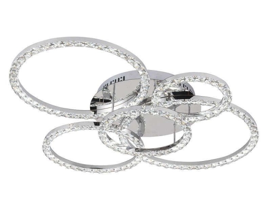 Φωτιστικό Οροφής-Πλαφονιέρα Led 6038 80x60cm 5800Lm Chrome Inlight Κρύσταλλο,Μέταλλο