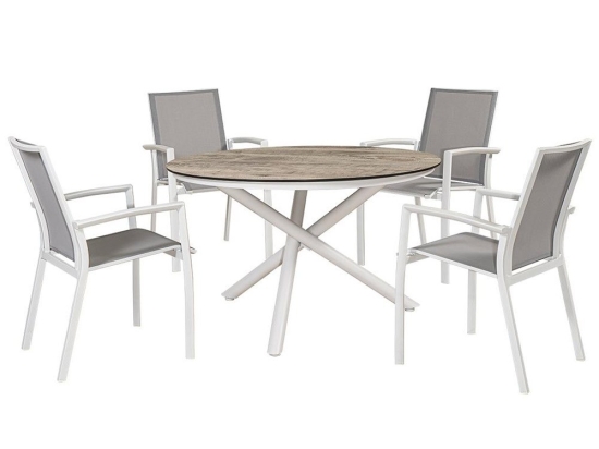 Τραπεζαρία Louis (Σετ 5Τμχ) 223880 120x75/56.5x62x89cm Grey-White 4 Θέσεων