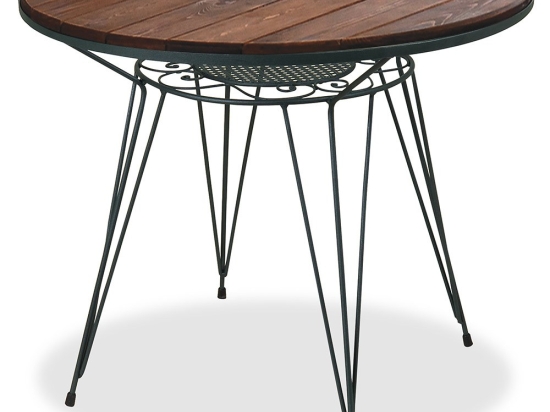 Τραπέζι Στρογγυλό Με Ξύλο 223911 100x75cm Natural-Black
