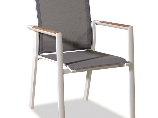 Πολυθρόνα Αλουμινίου Alabama 223922 56.5x62x89cm White-Grey