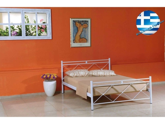 Κρεβάτι Μεταλλικό Χιαστί Ημίδιπλο 118x198 3666 White Ημίδιπλο Μέταλλο