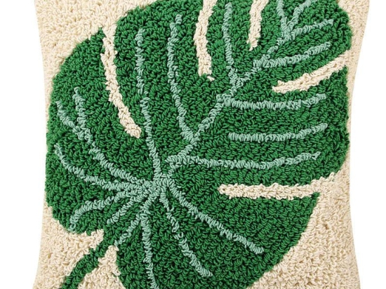Μαξιλάρι Διακοσμητικό (Με Γέμιση) Monstera LOR-SC-MONSTERA Λευκό-Πράσινο Lorena Canals 38Χ38 100% Βαμβάκι