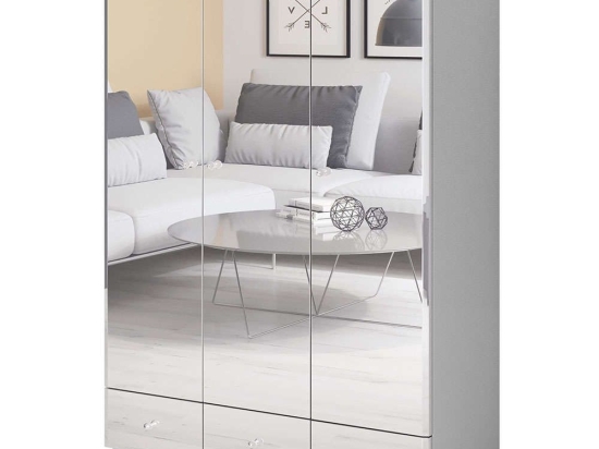 Ντουλάπα Τρίφυλλη Glass 161585639 129x55x185cm White Τρίφυλλη