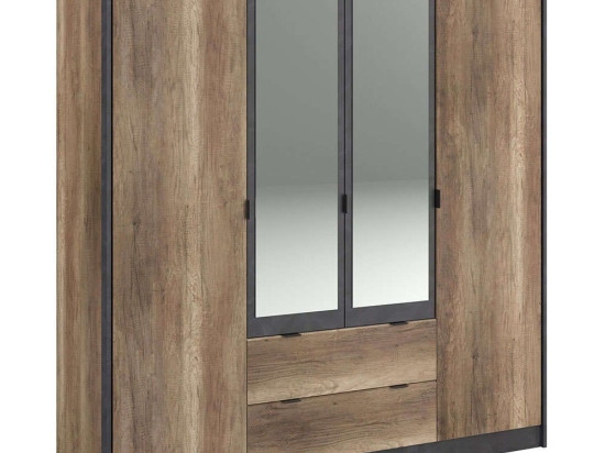 Ντουλάπα Τετράφυλλη Canada 162314409 190x52x203cm Oak-Black Τετράφυλλη
