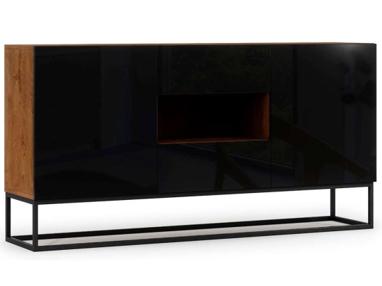 Μπουφές Arborio ΙΙ 162414219 180x40x80cm Black Mdf,Μέταλλο