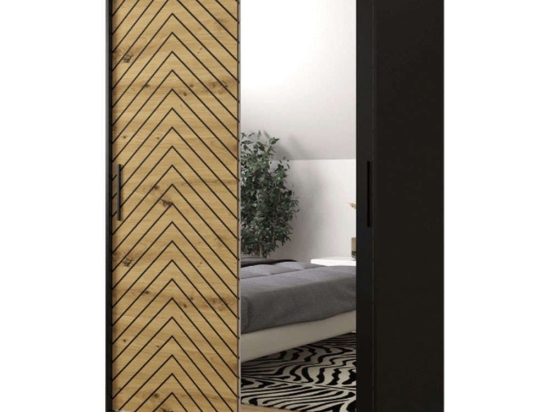 Ντουλάπα Δίφυλλη Συρόμενη Jodelka 162561339 120x62x200cm Black-Oak Δίφυλλη