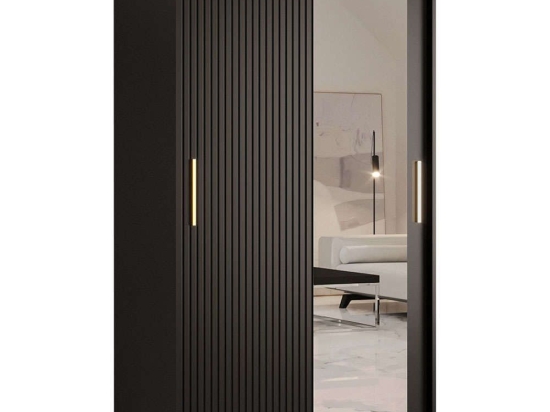 Ντουλάπα Δίφυλλη Συρόμενη Riflo Slim 162575479 100x62x200cm Black-Gold Δίφυλλη