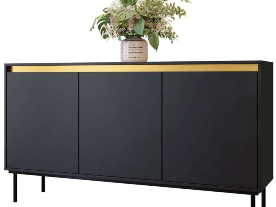 Μπουφές Carmesi 162783959 160x40x86cm Black-Gold Mdf,Μέταλλο