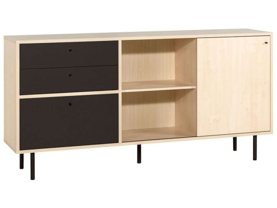 Μπουφές Frame 16621389 198x46x98cm Natural-Black Μοριοσανίδα, Μέταλλο