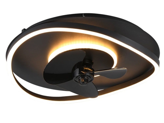 Ανεμιστήρας Οροφής Sortland R67393132 Με Φως Led 30W 6500K Και Τηλεχειριστήριο Φ50x15cm Black Mat RL Lighting Διάμετρος 50cm