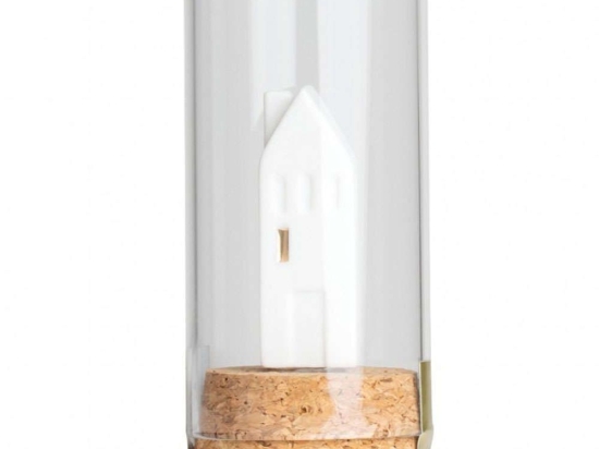 Διακοσμητική Μινιατούρα Home Is Where The Heart Is RD0016971 Φ3,5x8,5cm Natural-Clear Raeder Πορσελάνη,Γυαλί