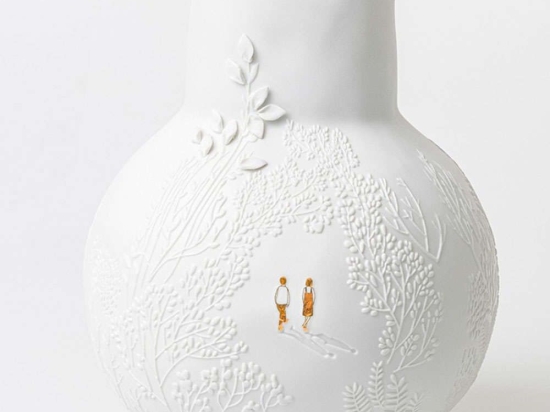 Βάζο A Walk In The Park RD0017417 20,5x25cm White-Gold Raeder Πορσελάνη