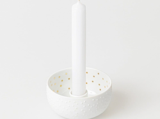 Κηροπήγιο Πορσελάνινο Dots LBTRD0092486 9,4x5cm White Raeder
