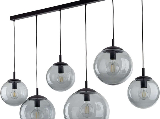 Φωτιστικό Οροφής - Ράγα Esme 5383 130x3x150cm 6xE27 15W Black-Fume TK Lighting