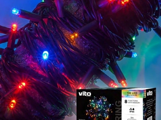 Χριστουγεννιάτικα Λαμπάκια VT-5620340 100 LED Multicolor White Με 8 Προγράμματα 5m Vito