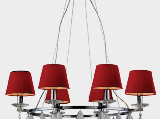 Φωτιστικό Οροφής W19266AR 6xE14 40W Φ76cm Red-Silver Aca